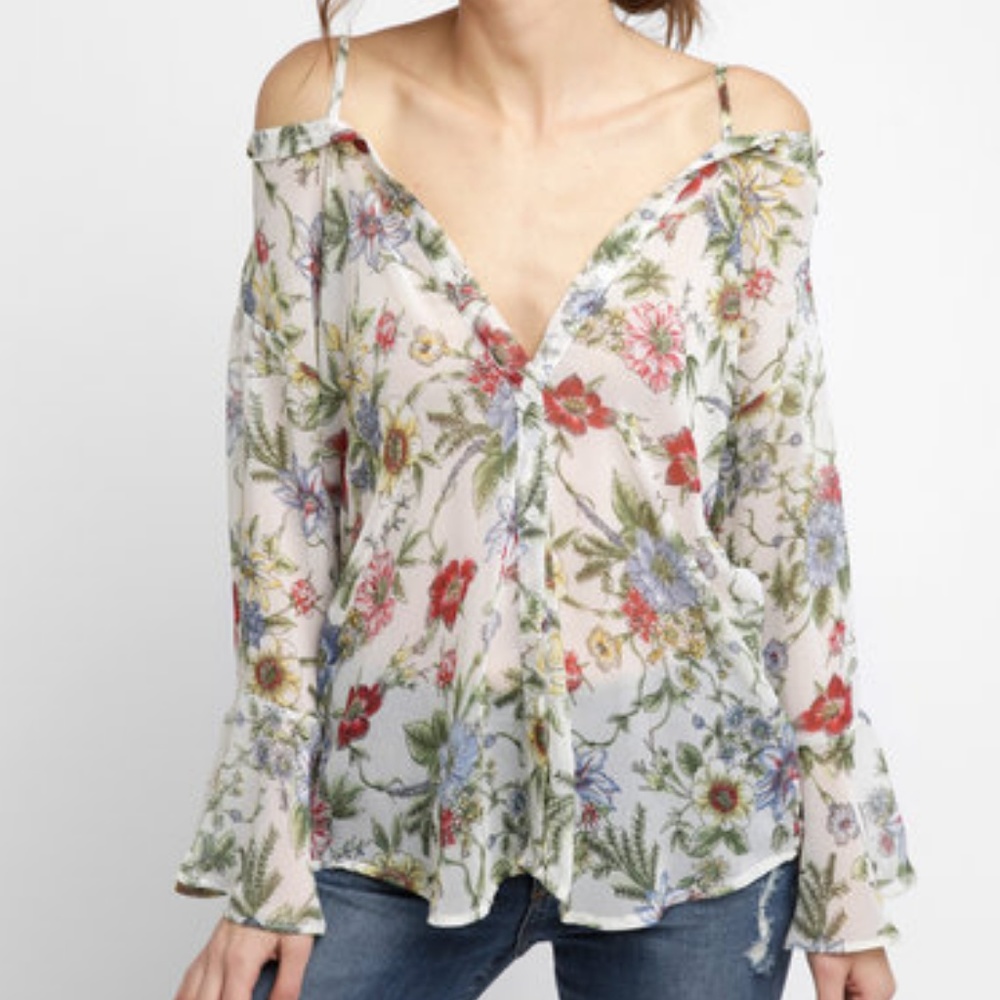 Sheer Floral Long Sleeve Blouse